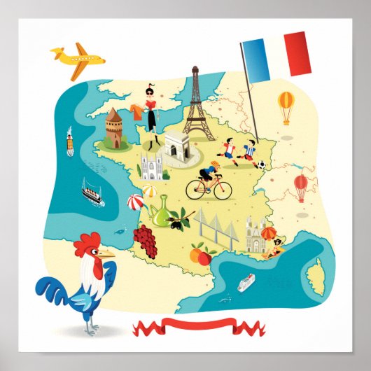 Poster Carte de la France (Devant)