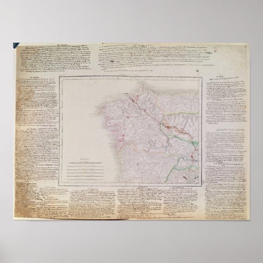 Poster Carte de la Galice avec la route de l'armée frança (Devant)
