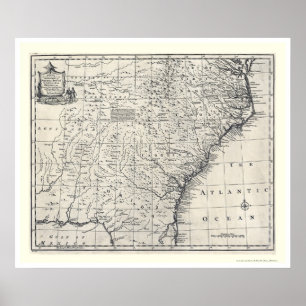 Poster Carte de la Géorgie et de Carolinas par Bowen 1752