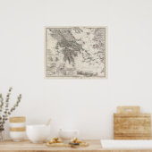 Poster Carte de la Grèce par Stieler (Cuisine)