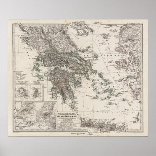 Poster Carte de la Grèce par Stieler (Devant)