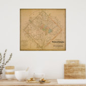 Poster Carte de la guerre civile de Washington DC 1862 (Cuisine)