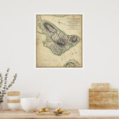 Poster Carte de la guerre de Bunker Hill - 1775 (Cuisine)