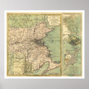 Poster Carte de la guerre révolutionnaire - 1775