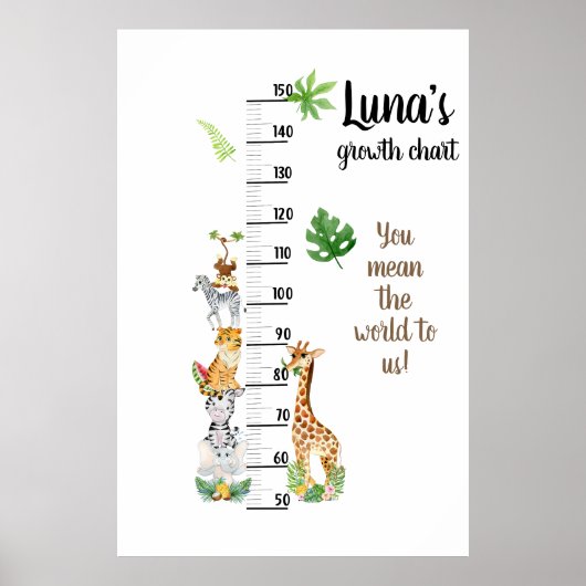 Poster Carte de la hauteur de croissance des animaux Safa (Devant)