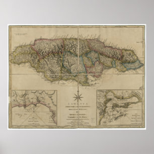 Poster Carte de la Jamaïque (1775)
