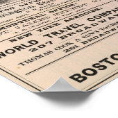 Poster Carte de la ligne aérienne Montréal et Boston (Coin)