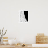 Poster Carte de la ligne noire et blanche de Chicago Mode (Cuisine)