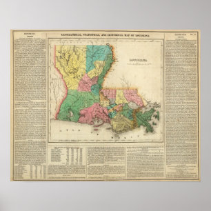 Poster Carte de la Louisiane