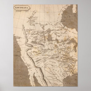 Poster Carte de la Louisiane par Arrowsmith