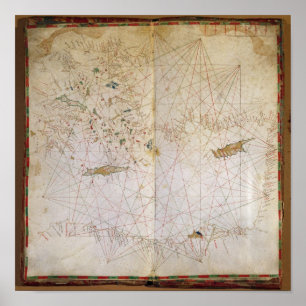 Poster Carte de la Méditerranée orientale