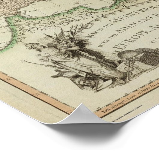 Poster Carte de la Méditerranée William Faden (Coin)