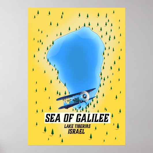 Poster Carte de la mer de Galilée Israël (Devant)