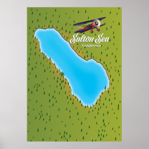 Poster Carte de la mer de Salton Californie États-Unis
