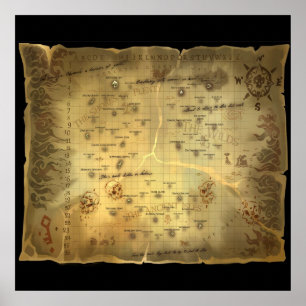Poster Carte de la mer des voleurs