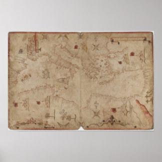 Poster Carte de la mer Méditerranée