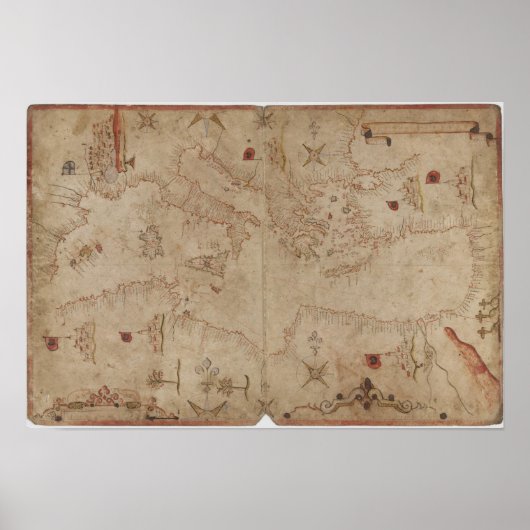 Poster Carte de la mer Méditerranée (Devant)