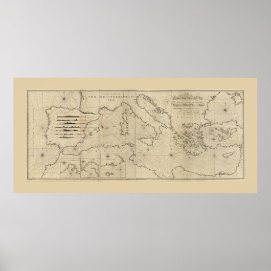 Poster Carte de la mer Méditerranée (1797) (Devant)