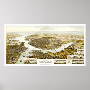 Poster Carte de la Norfolk, du VA et des abords en 1892.