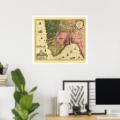 Poster Carte de la Norvège par Jan Jansson 1650 (Bureau à domicile)