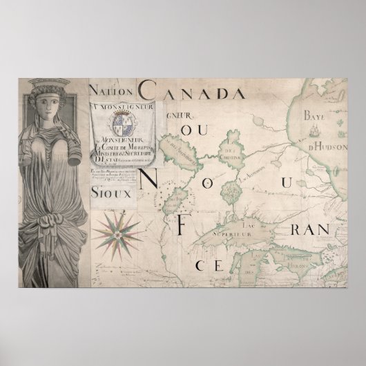 Poster Carte de la Nouvelle-France 1699 (Devant)