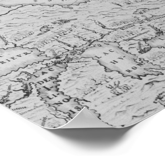 Poster Carte de la Nouvelle-France ou du Canada (Coin)