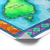 Poster Carte de la Nouvelle-Zélande (Coin)