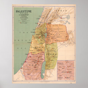 Poster Carte de la Palestine au temps du Christ (à 70 A.D