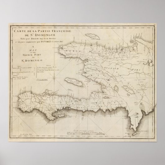 Poster Carte De La Partie Française De Saint Domingue (Devant)