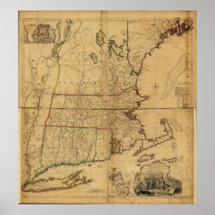 Poster Carte de la partie la plus habitée de la Nouvelle-