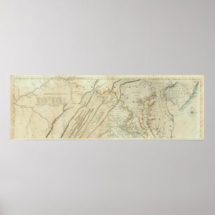 Poster Carte de la partie la plus habitée de la Virginie,
