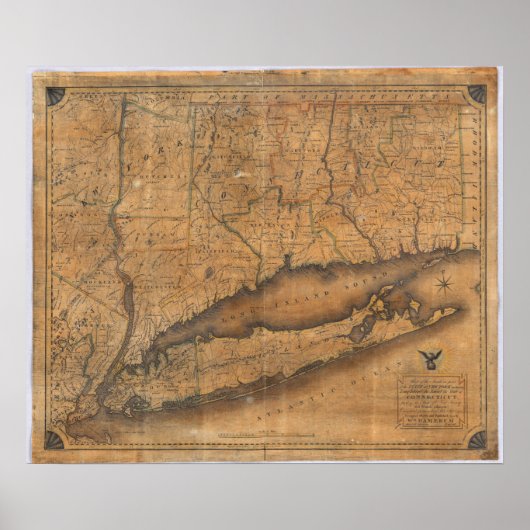 Poster Carte de la partie sud de l'État de New York (Devant)