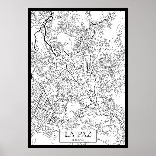 Poster Carte de La Paz Bolivie (Devant)