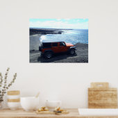 Poster Carte de la plage pour l'aventure en jeep Road to  (Cuisine)