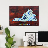 Poster Carte de la plaque de licence de l'État de Virgini (Bureau à domicile)