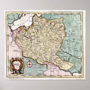 Poster Carte de la Pologne au XVIIIe siècle