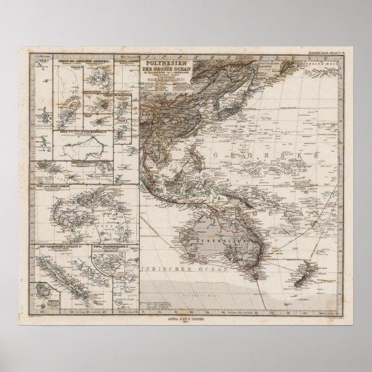 Poster Carte de la Polynésie (Devant)