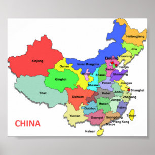 Poster Carte de la province de Chine