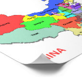 Poster Carte de la province de Chine (Coin)