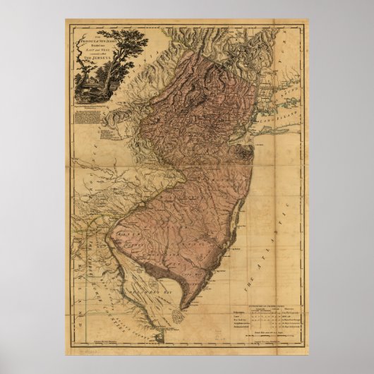 Poster Carte de la province du New Jersey (1777) (Devant)