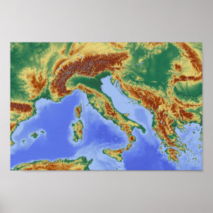 Poster Carte de la région alpine d'Italie