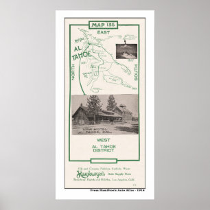 Poster Carte de la région de Tahoe 1914