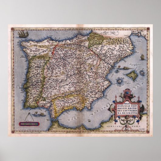Poster Carte de la Renaissance espagnole 1570 (Devant)