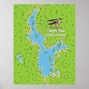 Poster Carte de la République d'Irlande, lough irland, l