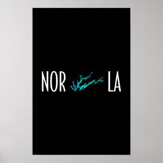 Poster Carte de la rive du lac Norris Tennessee Typograph
