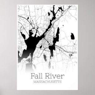 Poster Carte de la rivière d'automne - Massachusetts - Po