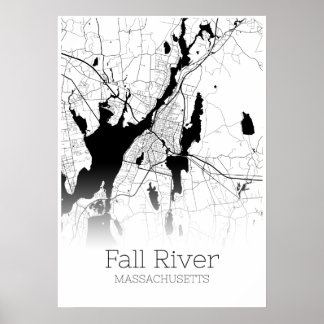Poster Carte de la rivière d'automne - Massachusetts - Po