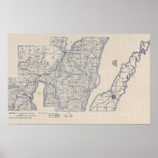 Poster Carte de la route cyclable du Wisconsin 2 (Devant)
