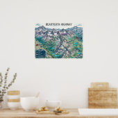 Poster Carte de la route de Beartooth (Cuisine)