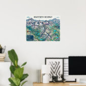 Poster Carte de la route de Beartooth (Bureau à domicile)